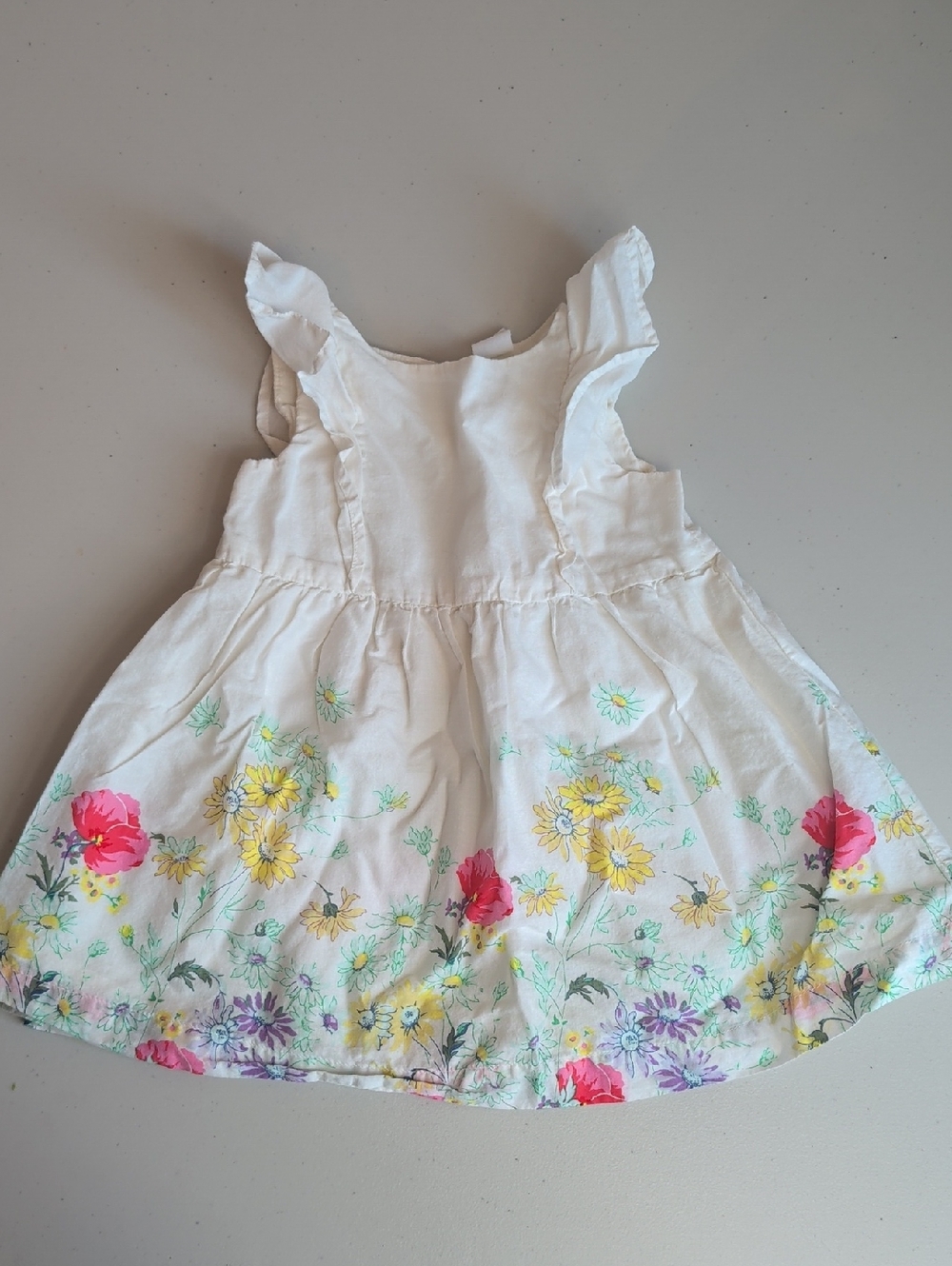 GAP White Dress with Pink, Yellow & Purple Floral Border